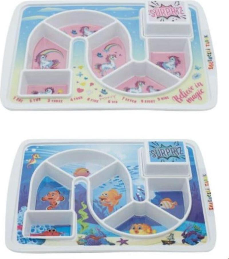 Çocuk Akvaryum Pony Temalı Eğlenceli Labirent Tabak 2 Adet 2 Çeşit 23X30.5X3Cm Türk Patentli