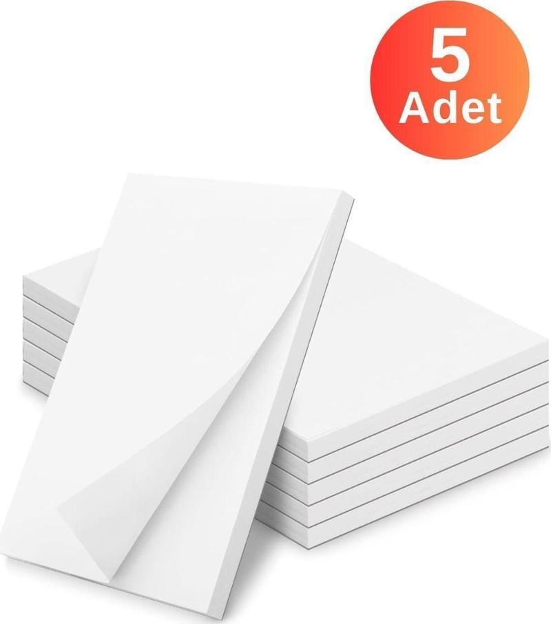 Beyaz Baskısız Notepad Defter 50 Yaprak 5 Adet Memopad, Bloknot To Do List 10X14Cm