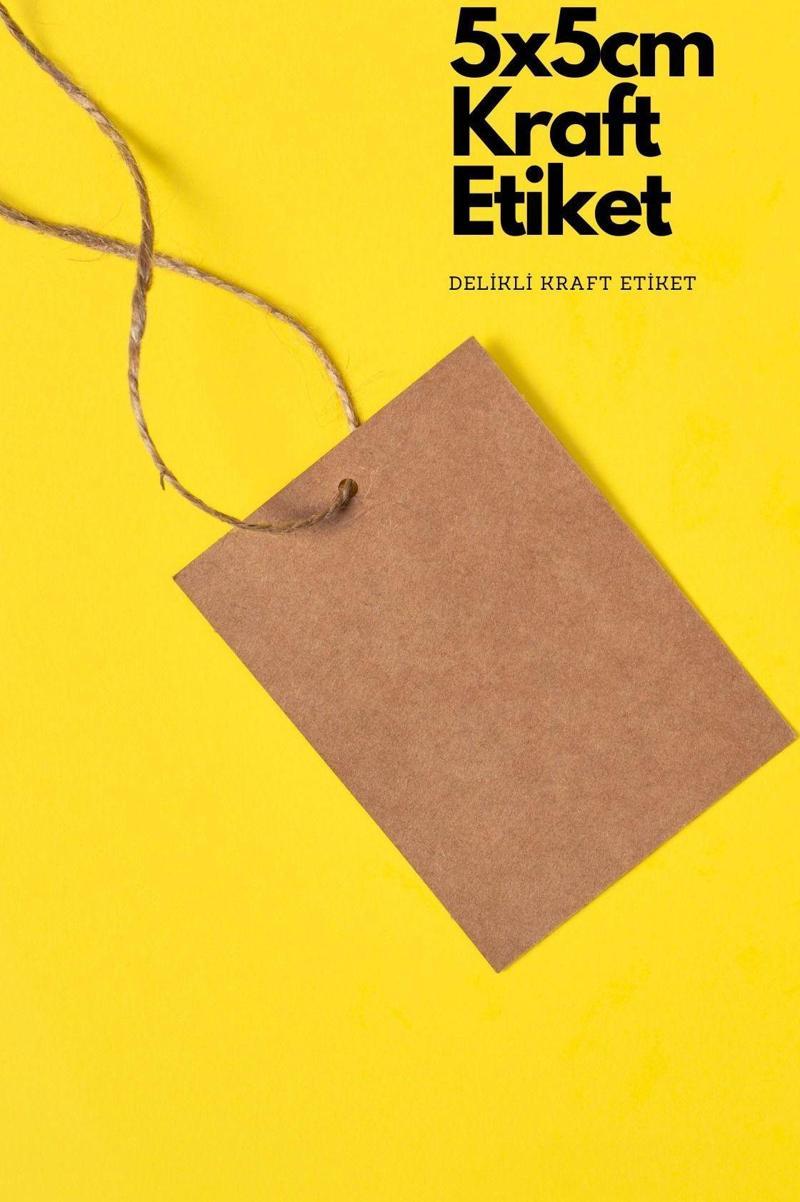 Kraft Etiket, 100 Adet Kraft Ürün Etiketi Sallantı Etiketi Delikli