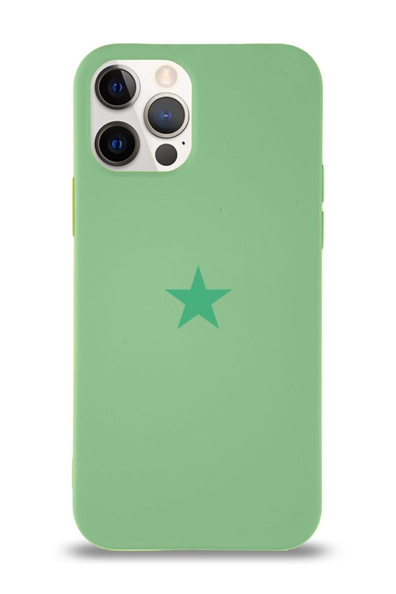 Kılıfmania Apple iPhone 12 Pro Kapak Yıldız Logolu İçi Kadife Lansman Silikon Kılıf - Yeşil