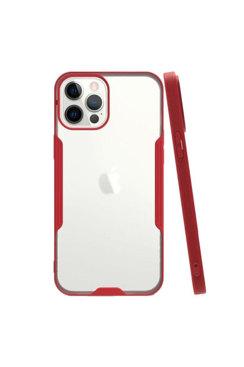 KZY İletişim Apple iPhone 12 Pro Kılıf Kamera Korumalı Colorful Kapak - Kırmızı