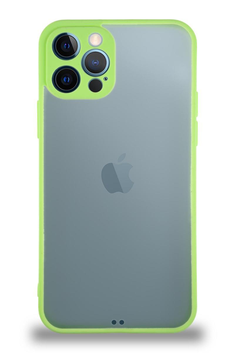 KZY İletişim Apple iPhone 12 Pro Kılıf Kamera Korumalı Ultra İnce Kapak - Açık Yeşil