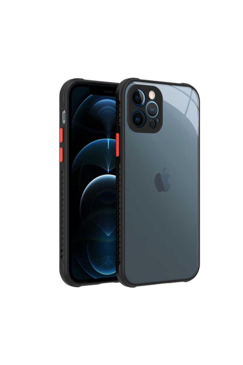KZY İletişim Apple iPhone 12 Pro Kılıf Kamera ve Köşe Korumalı AirColor Kapak - Siyah