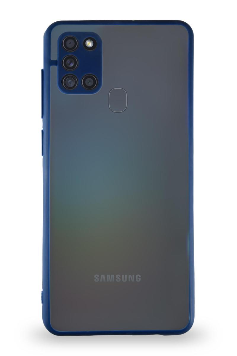 KZY İletişim Samsung Galaxy A21s Kılıf Kamera Korumalı Ultra İnce Kapak - Lacivert