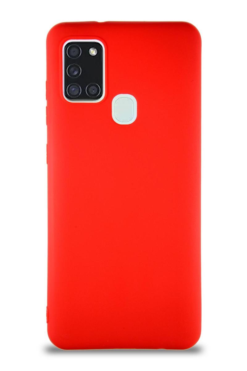 KZY İletişim Samsung Galaxy A21S Kılıf Soft Premier Renkli Silikon Kapak - Kırmızı