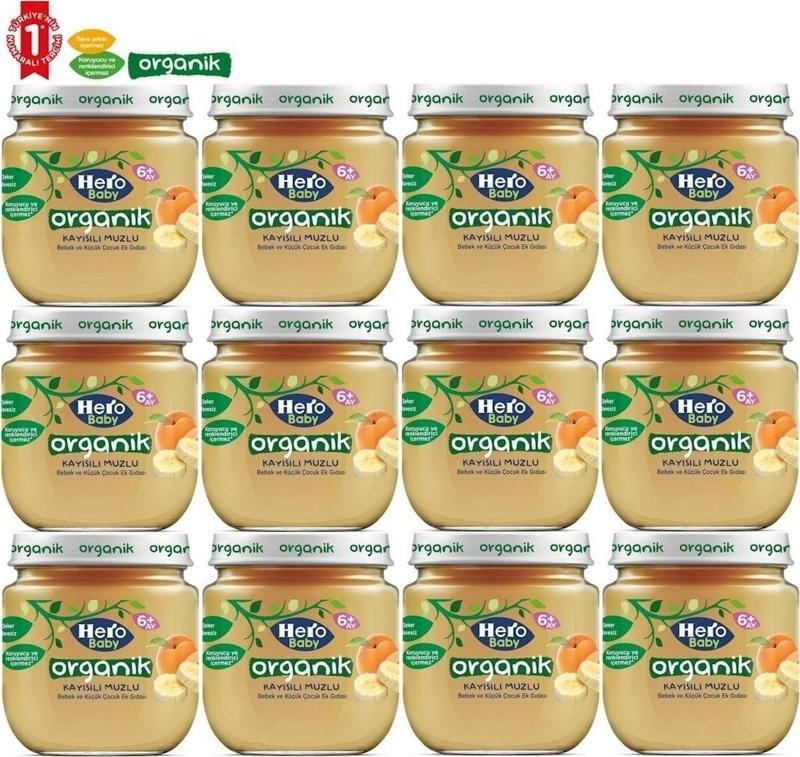 Kavanoz Maması 120Gr Organik Kayısılı (12 Li Set)