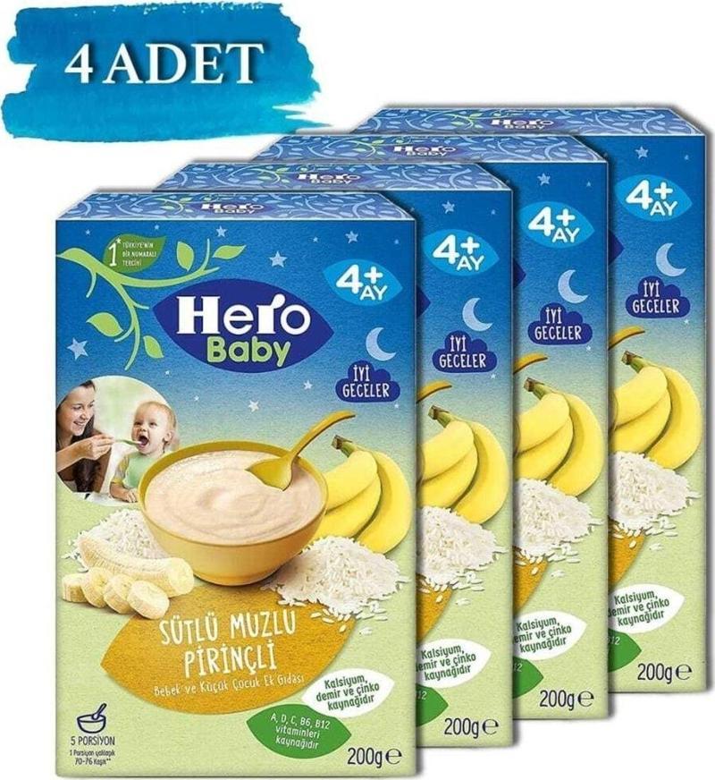 Hero Baby Sütlü Muzlu Pirinçli Ek Besin 200 Gr X4