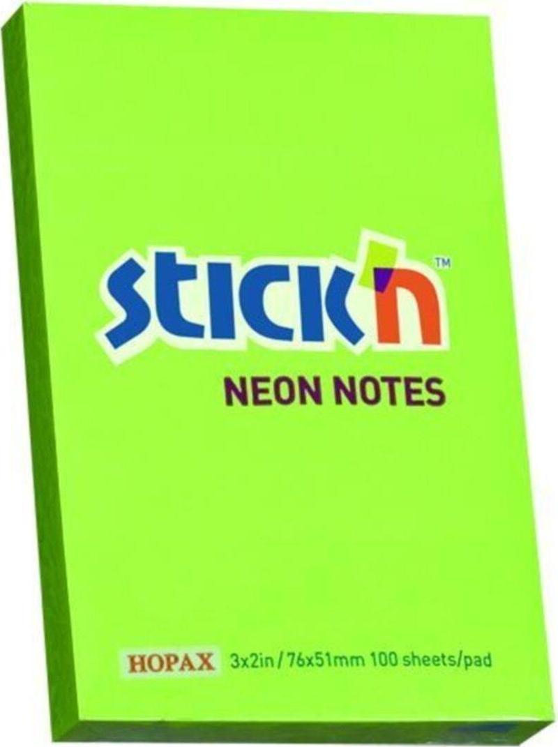 Hopax Stickn 76x51mm Yapışkanlı Not Kağıdı Neon Yeşil 100 Yaprak