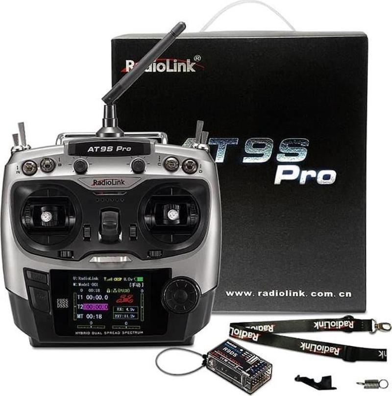 AT9S Pro 2.4Ghz 10/12 Kanal DSSS/FHSS Radio Kontrol Uzaktan Kumanda +R9DS Alıcı Gümüş