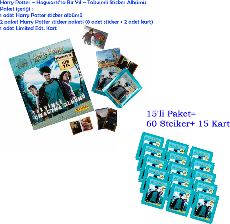 Harry Potter – Hogwarts’ta Bir Yıl – Takvimli Sticker Albümü + 15 Sticker Paket (60 Sticker+15 Kart)