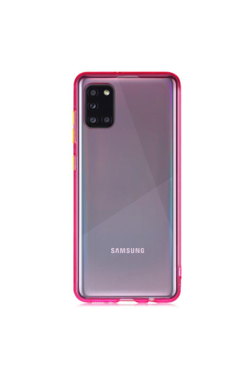 KZY İletişim Samsung Galaxy A31 Kılıf Renkli Şeffaf Kapak - Pembe