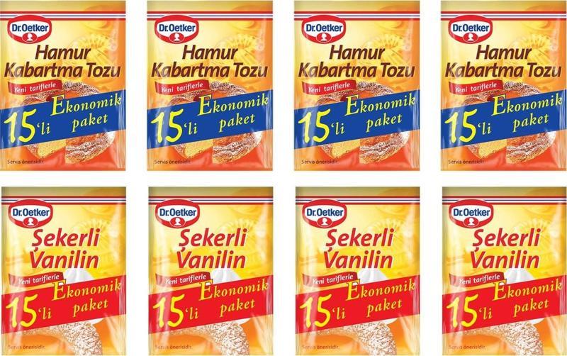 Dr.Oetker Kabartma Tozu 15 li + Vanilya 15 li x 8 li Ekonomik Paket