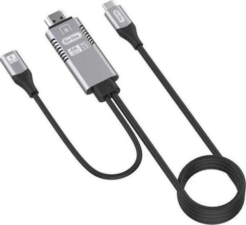 GD-8770 Type-C To HDMI 4K Kablo PD 3.0 Görüntü Aktarım Kablosu