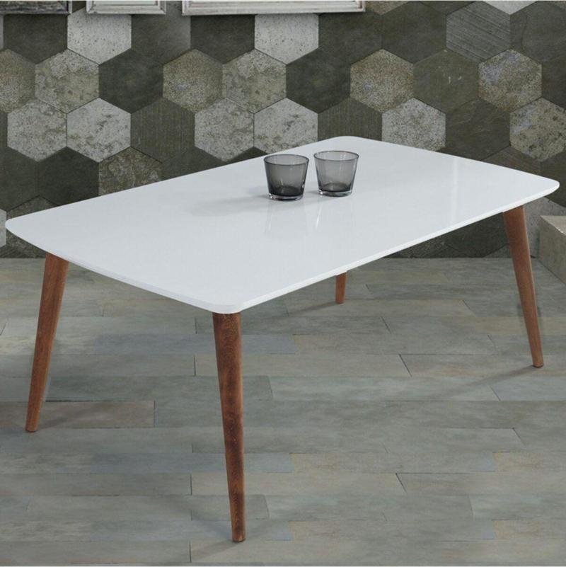 60X100 Cm Ahşap Ayaklı Orta Sehpa Beyaz A2