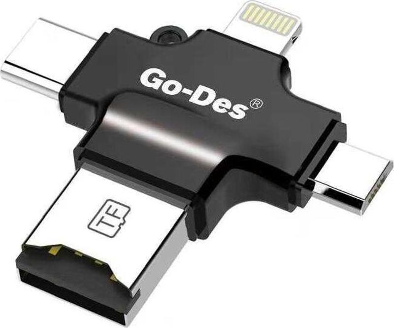GD-DK101 4 in 1 Micro SD Hafıza Kartı Okuyucu USB / Type-C / Lightning / Micro