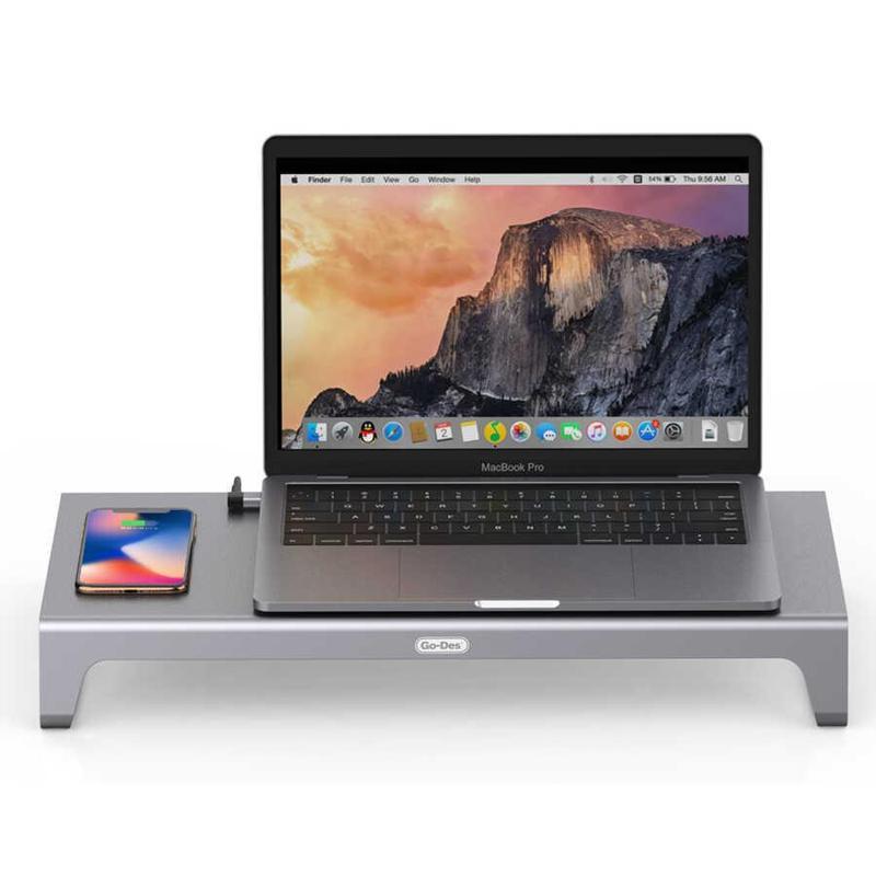 Go-Des Go Des GD-9128 Type-C Hub Laptop Standı & Kablosuz Şarj USB-C Docking Station MacBook Stand
