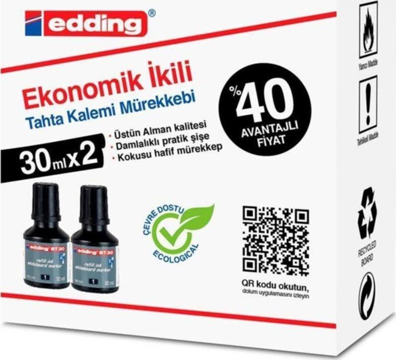 Bt30 Tahta Kalem Mürekkebi Damlalıklı Ekonomik 30 Ml Siyah (2 Li Paket)