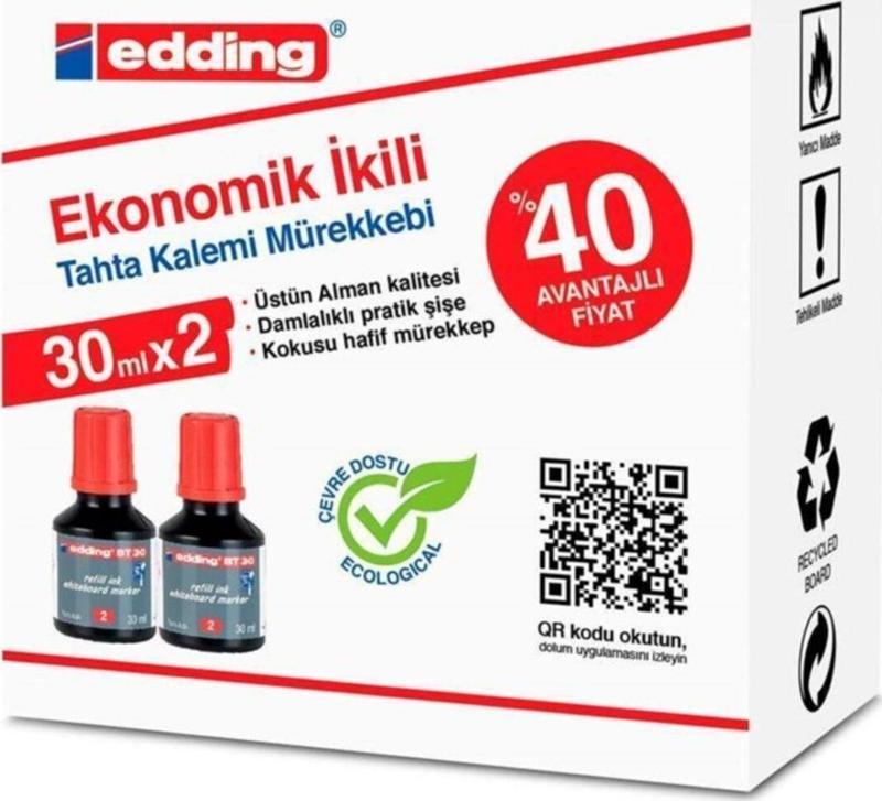 Bt30 Tahta Kalem Mürekkebi Damlalıklı Ekonomik 30 Ml Kırmızı (2 Li Paket)