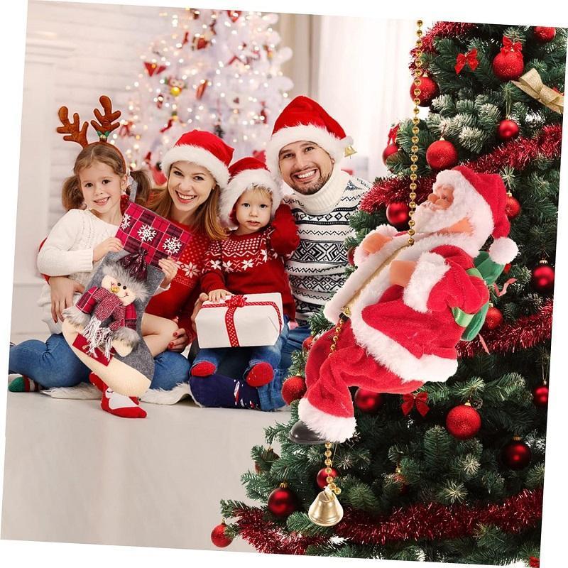 VIP İPE  TIRMANAN NOEL BABA HAREKETLİ MÜZİKLİ ZİNCİRE TIRMANAN NOEL BABA YILBAŞI SÜSLERİ 23x5x5cm