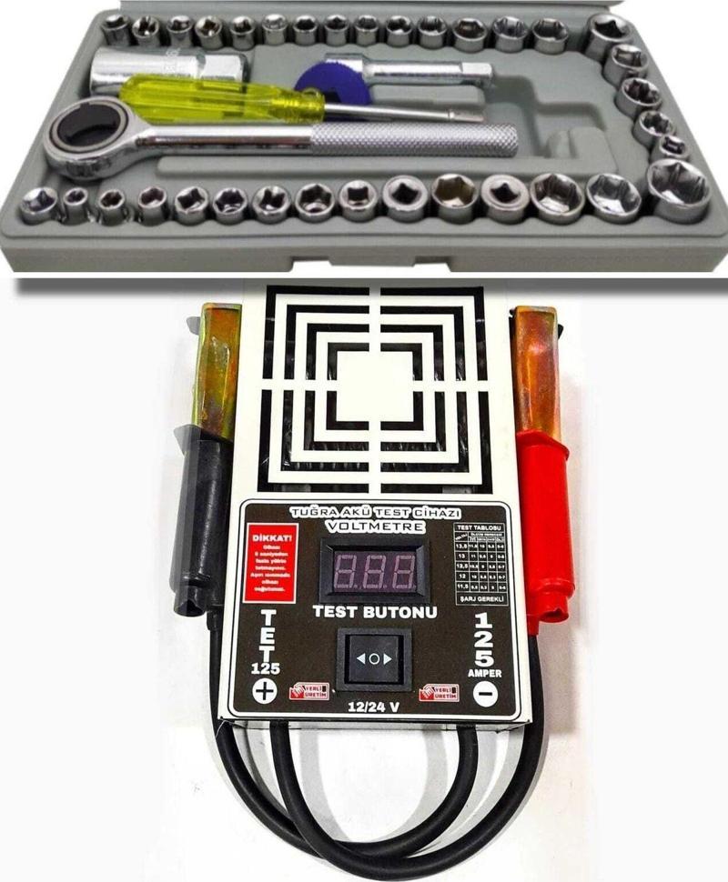 125 Amper Akü Test Cihazı 12/24 V 40 Parça Mini Lokma Seti