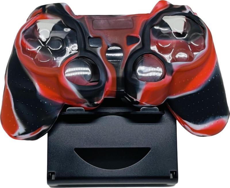 Ps3 Joystick Uyumlu Silikon Kılıf Dualshock Koruyucu Kılıf Kırmızı Siyah