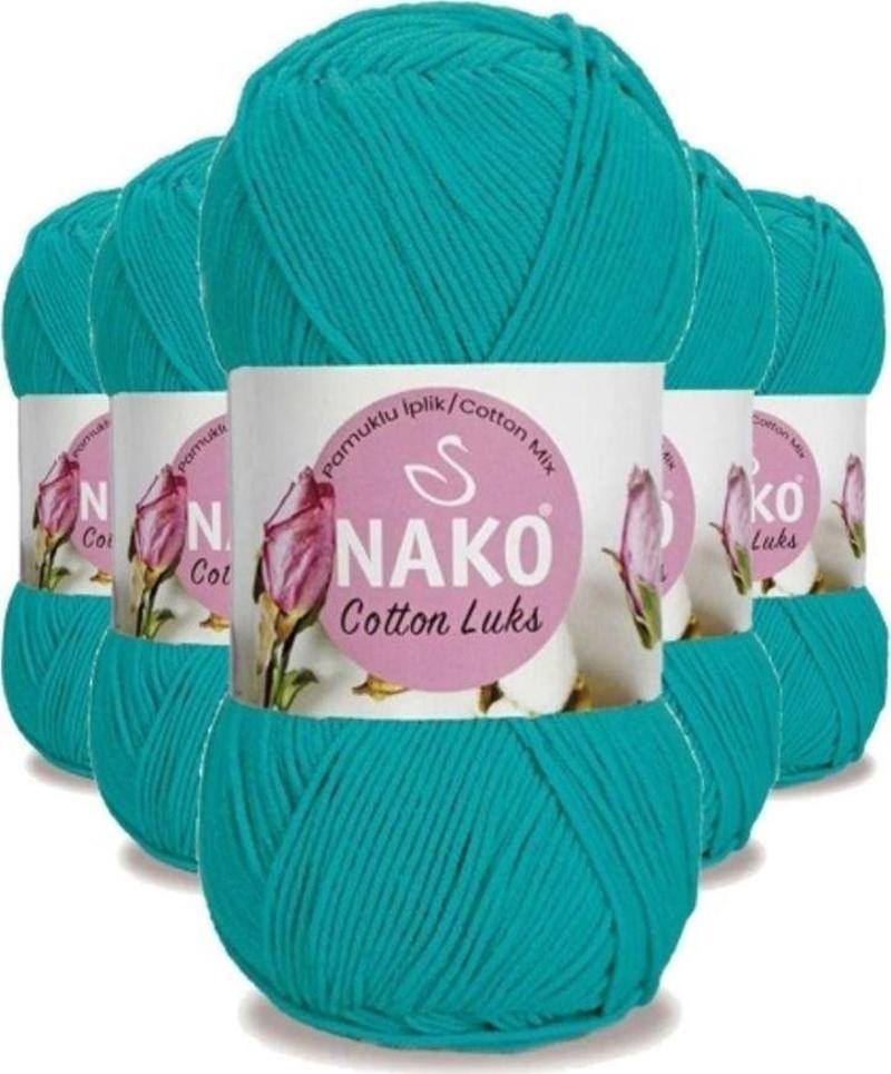 5 Adet Cotton Lüks Yelek Tunik Kazak Bluz Hırka İpi Yünü Koyu Turkuaz 97581