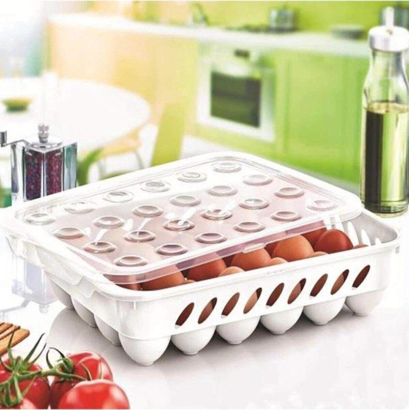 Yumurta Kapalı Saklama Kabı 24'Lü Beyaz