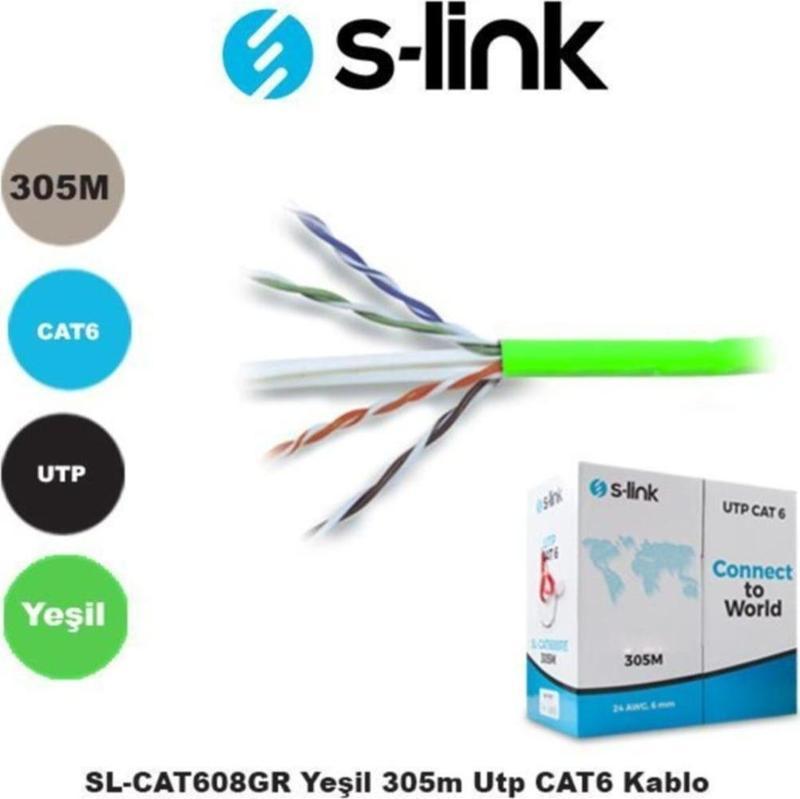 Cat6 305Mt 24 Awg Utp Kablo Yeşil Sl-Cat608Gr