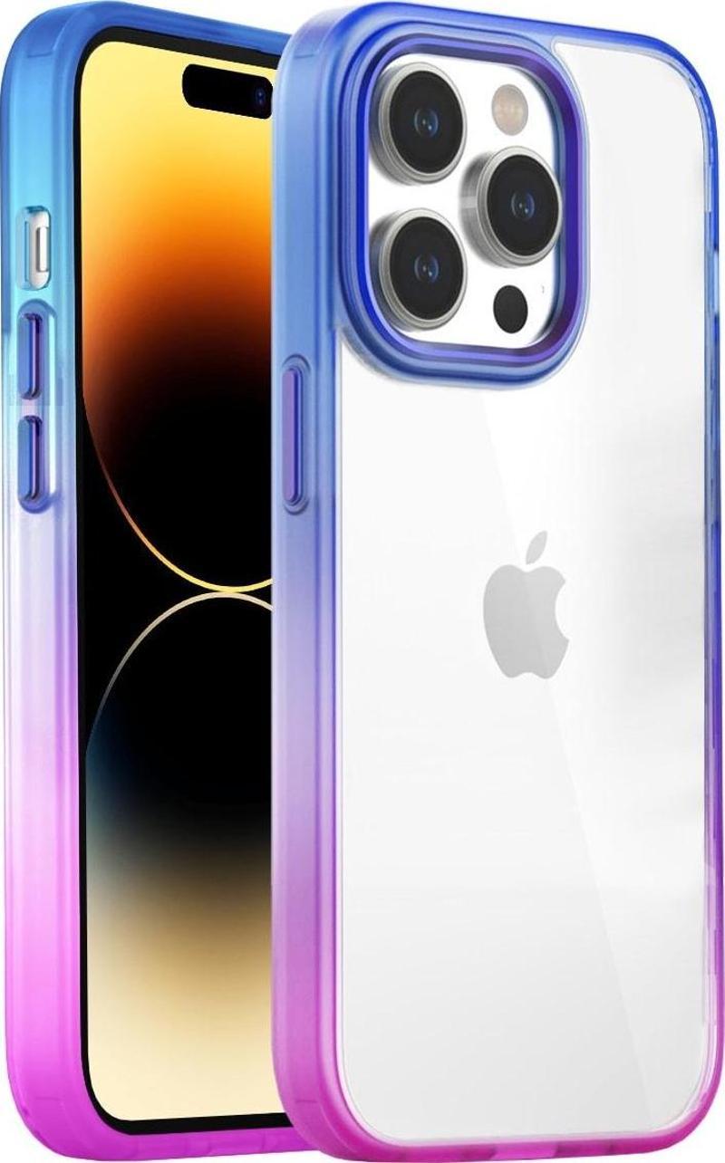 Iphone 14 Pro Air Bumper Rainbow Kılıf Pink Blue