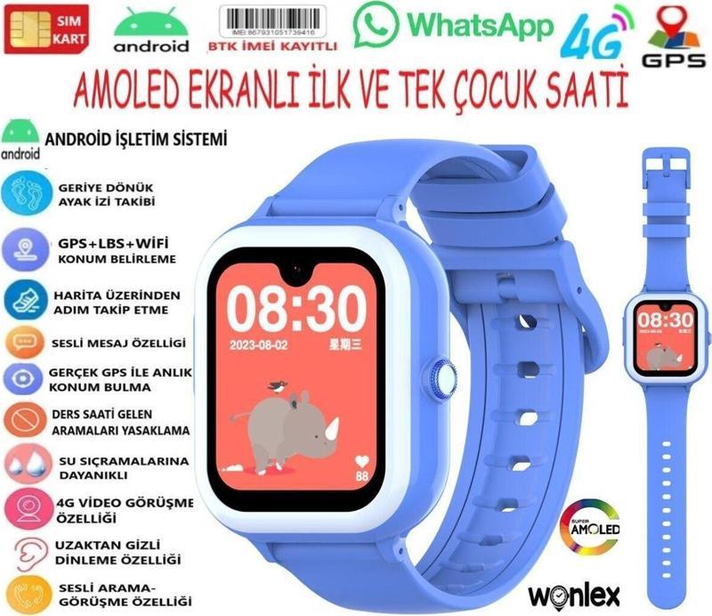 Amoled Ekranlı 4G Sim Kartlı Gps'Li Çocuk Saati Kt31 Pro (Whatsaap-Wifi-Imei Kayıtlı-Hızlı Akıcı )