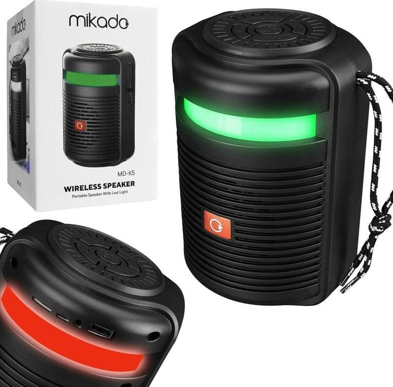 Müzik Kutusu Rgb Led Şarjlı Bt/Usb/Sd/Aux Md-K5
