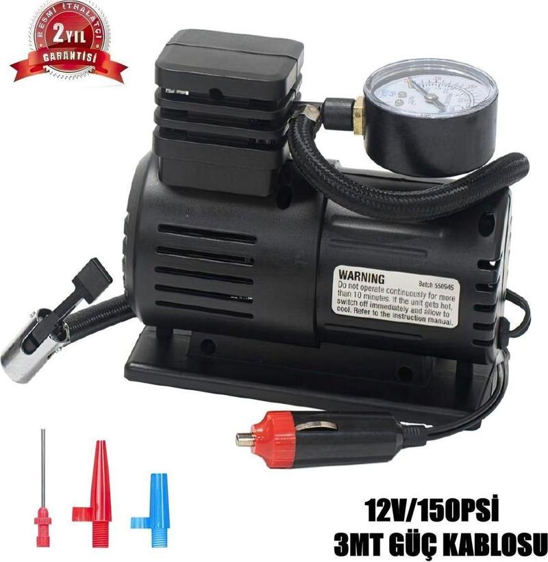 12V/120W/150Psi Güçlü Mi̇Ni̇ Hava Kompresörü( Futbol Topu/Bi̇Si̇Klet Aparatlari Mevcut)