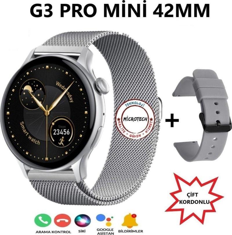 G3 Pro Mi̇Ni̇ 42Mm Akilli Saat Çi̇Ft Kordonlu(2024 Yeni̇ Model)