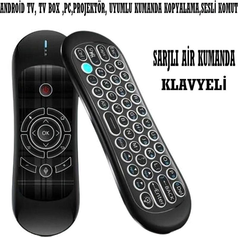 Şarjli/Klavyeli̇/Akilli Ai̇R Kumanda(Tv Box-Androi̇D Tv-Pc-Projektör Uyumlu)