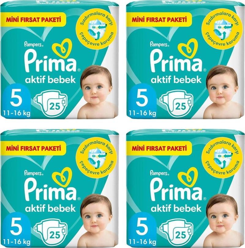 Aktif Bebek Bebek Bezi 5 Beden 25'li x 4 Paket