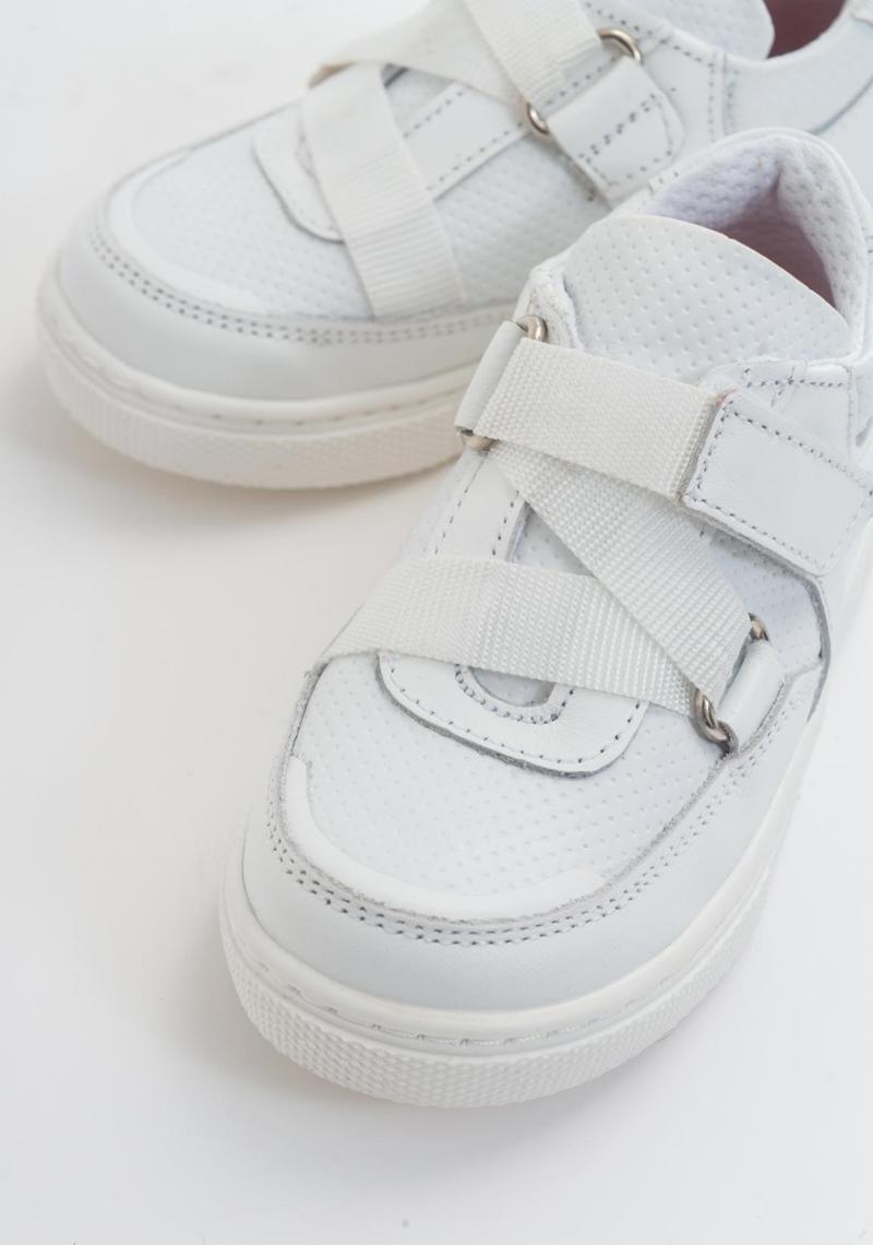 Erkek Çocuk Beyaz Deri Ortopedik Destekli Çocuk Sneaker Ayakkabı