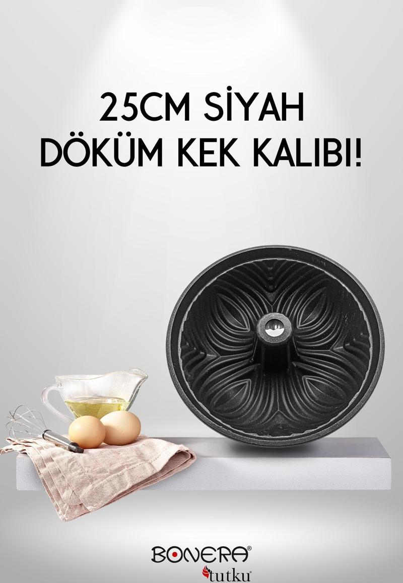 Desenli 25cm Döküm Siyah Kek Kalıbı