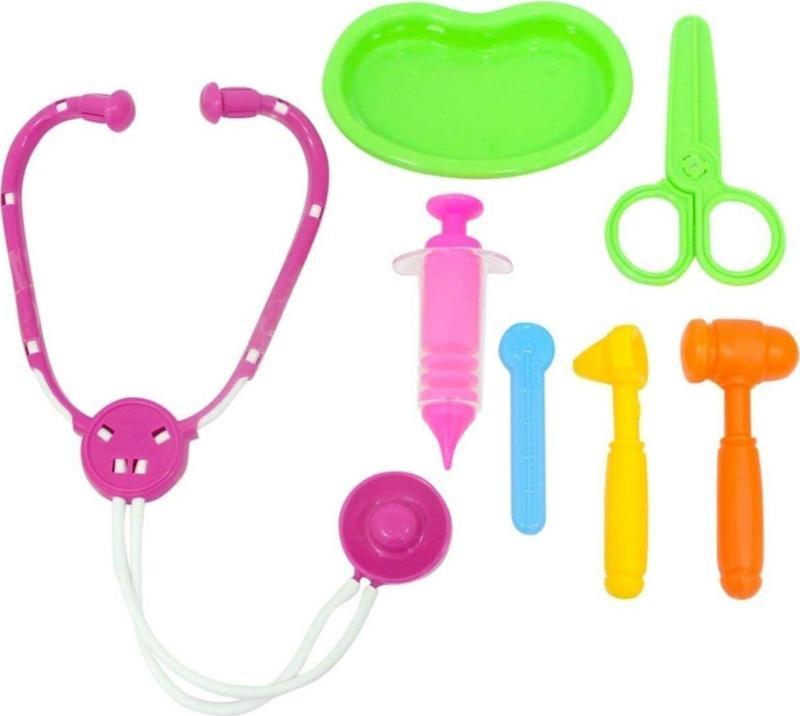 Oyuncak Candy Doktor Çantası Steteskop Çocuk Eğitici Oyun Seti Pembe