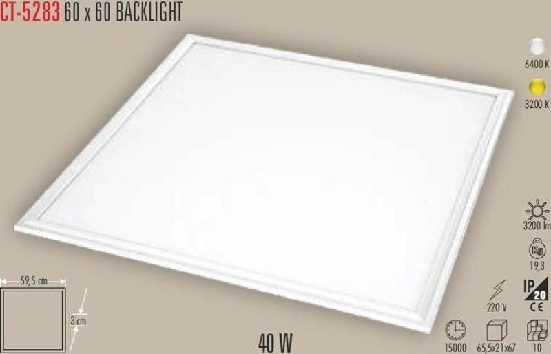 60X60 40W LED PANEL ARMATÜR BEYAZ 6500K