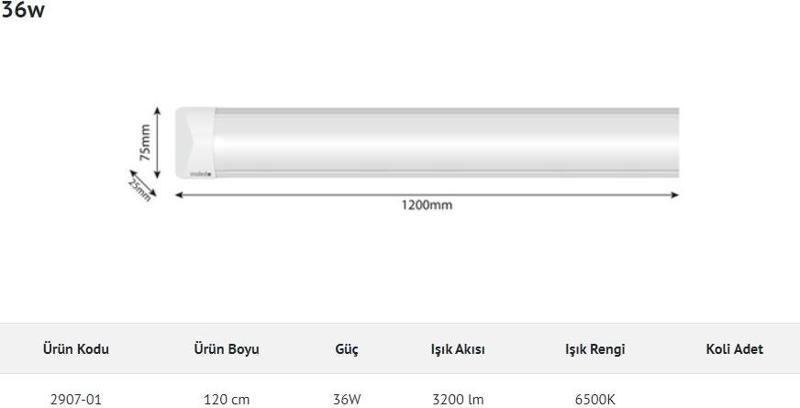 120cm 36W Led Bant Armatür BEYAZ 6500K IP40