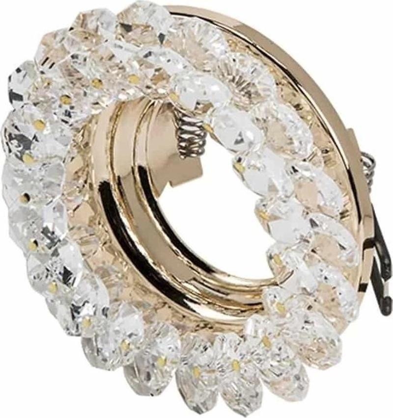 Papatya Dekoratif Cam Spot Yuvarlak Kristal Gold GU10 (Duy Ampul Hariç)