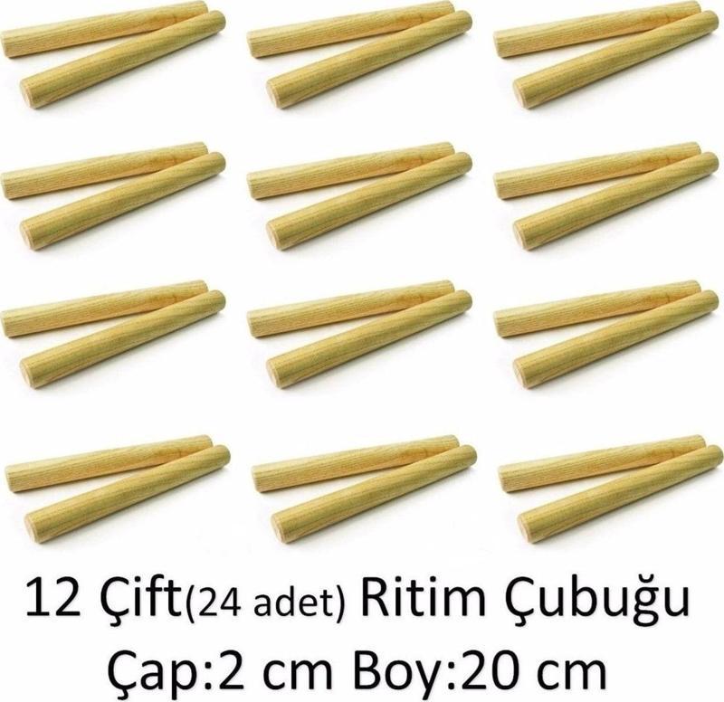 12 Çift 24 Adet 20 Cm Orff Ritim Çubukları -12 Çift 24 Adet