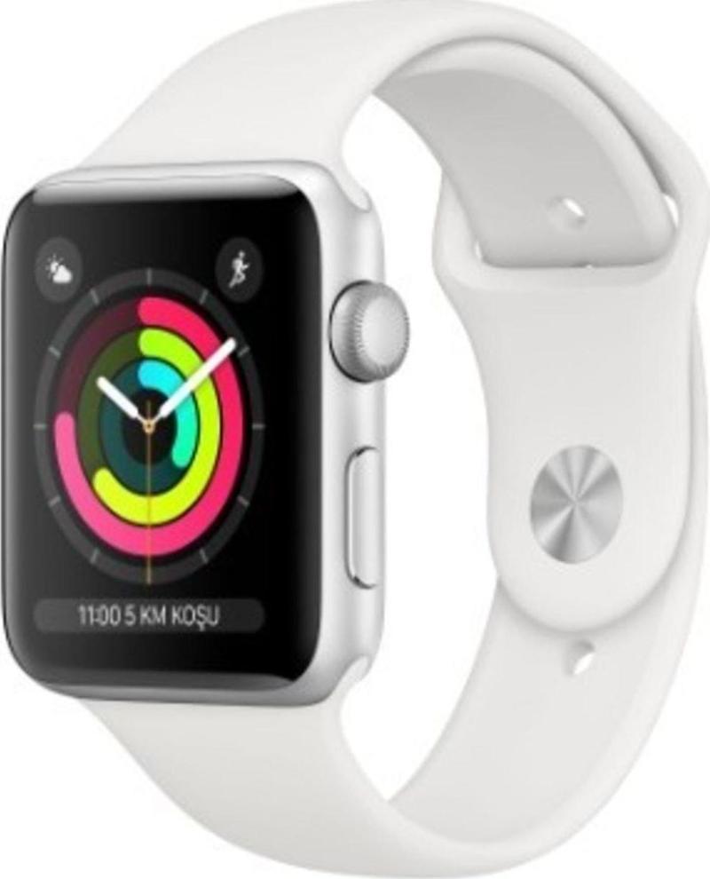 Watch Seri 3 Gps 38 Mm Gümüş Rengi Alüminyum Kasa Ve Beyaz Spor Kordon - Mtey2Tu/A