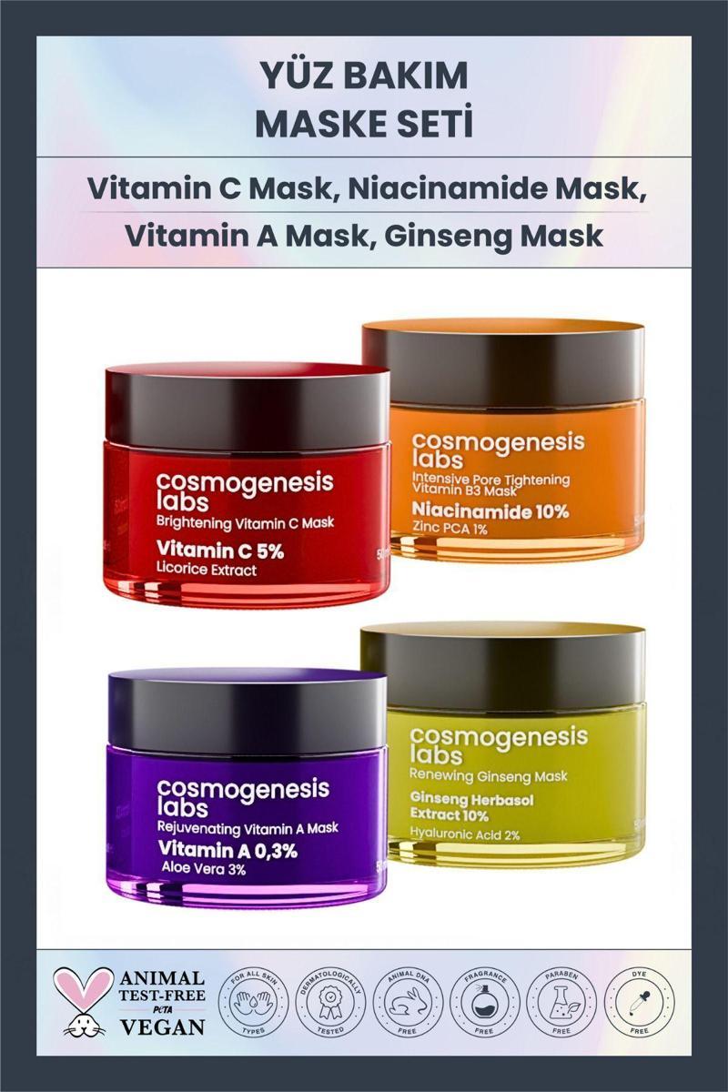 Komple Yüz Bakım Vegan Krem Maske Seti
