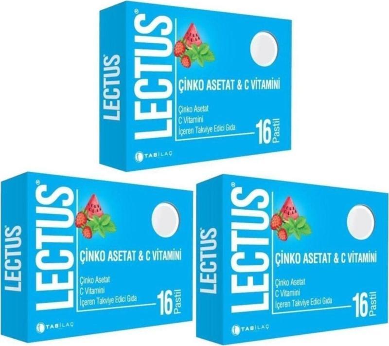 Lectus Çinko Asetat Ve C Vitamini 16 Pastil X 3 Adet