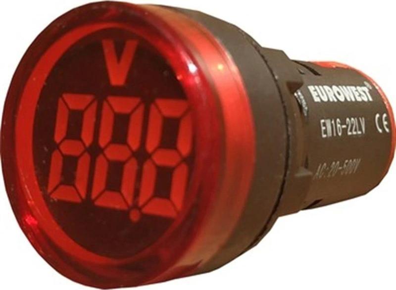 KIRMIZI SİNYAL LAMBASI 22MM 220V VOLTMETRELİ