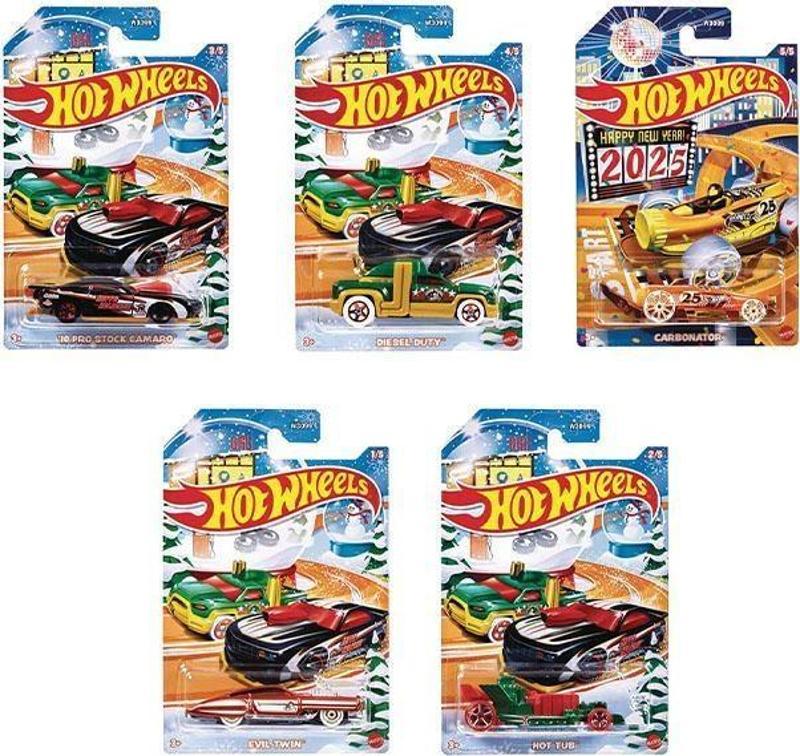 - 5 Araç 2025 Yeni Yıl Seti (1/64) Christmas New Years Arabaları
