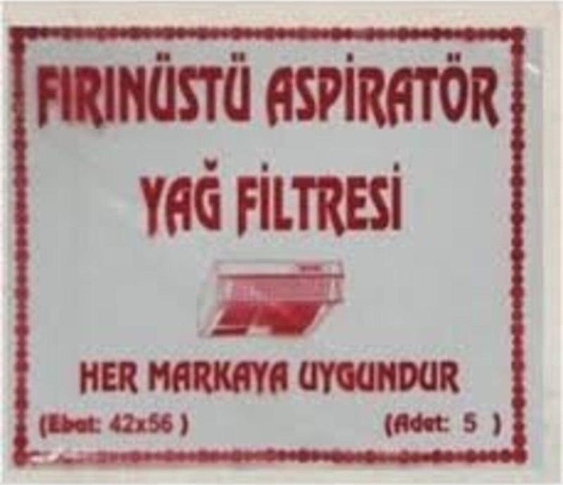 Fırınüstü Kağıt Aspiratör Yağ Filtresi Bez 5 Adet