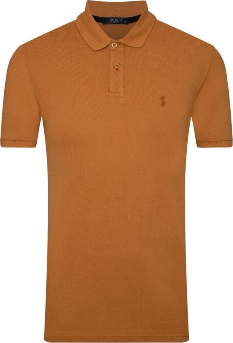 Erkek Açık Turuncu Slim Fit Polo Yaka  Tişört