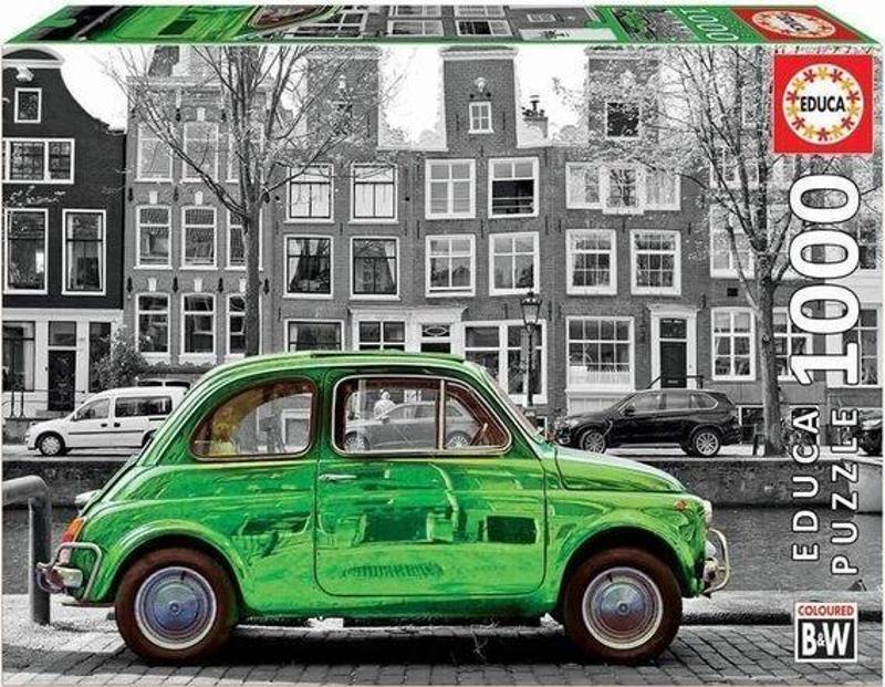 18000 Car In Amsterdam Coloured B&W 1000 Parça Puzzle